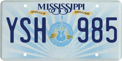 MS license plate YSH985