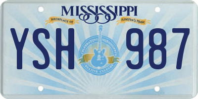 MS license plate YSH987