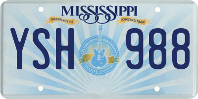 MS license plate YSH988