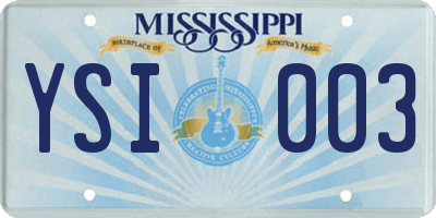 MS license plate YSI003