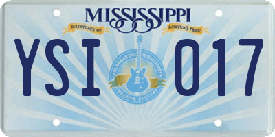 MS license plate YSI017