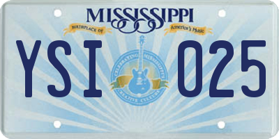 MS license plate YSI025