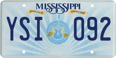 MS license plate YSI092