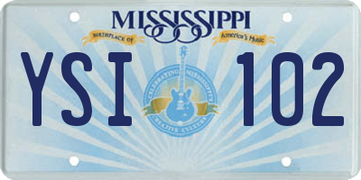 MS license plate YSI102