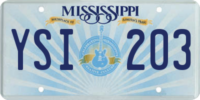 MS license plate YSI203