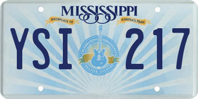 MS license plate YSI217
