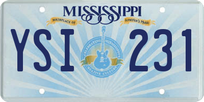 MS license plate YSI231