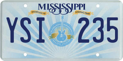 MS license plate YSI235