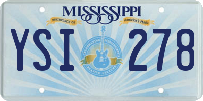 MS license plate YSI278