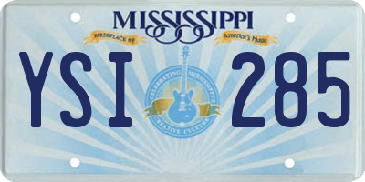 MS license plate YSI285
