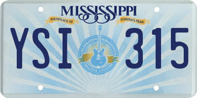 MS license plate YSI315