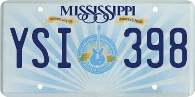 MS license plate YSI398