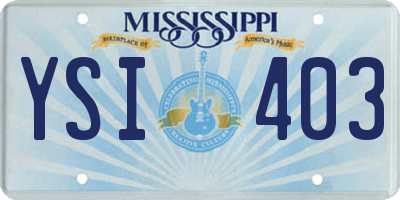 MS license plate YSI403