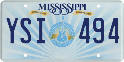 MS license plate YSI494