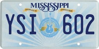 MS license plate YSI602