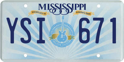 MS license plate YSI671