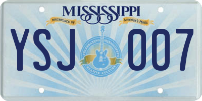 MS license plate YSJ007