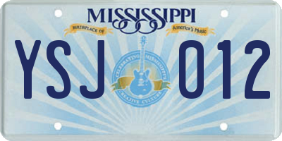 MS license plate YSJ012
