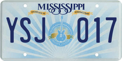 MS license plate YSJ017