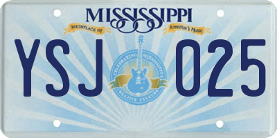 MS license plate YSJ025