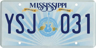 MS license plate YSJ031