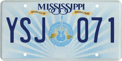 MS license plate YSJ071