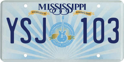 MS license plate YSJ103