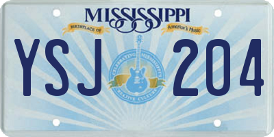MS license plate YSJ204