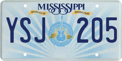MS license plate YSJ205