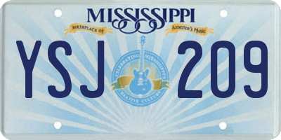 MS license plate YSJ209