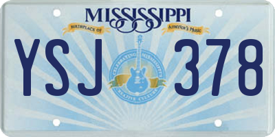 MS license plate YSJ378