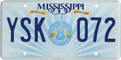 MS license plate YSK072