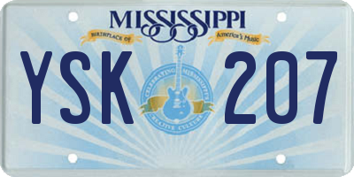 MS license plate YSK207