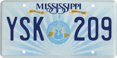 MS license plate YSK209