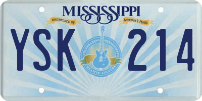 MS license plate YSK214