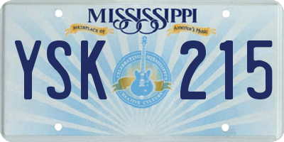 MS license plate YSK215