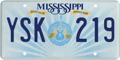 MS license plate YSK219