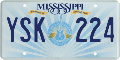 MS license plate YSK224