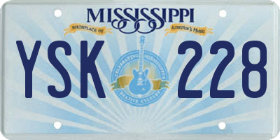 MS license plate YSK228