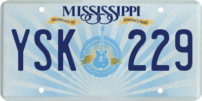 MS license plate YSK229