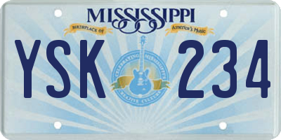 MS license plate YSK234