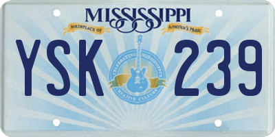 MS license plate YSK239