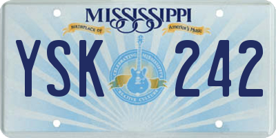MS license plate YSK242