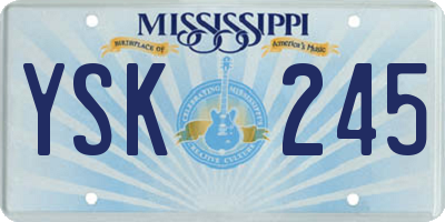 MS license plate YSK245
