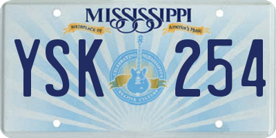 MS license plate YSK254