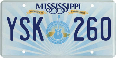MS license plate YSK260