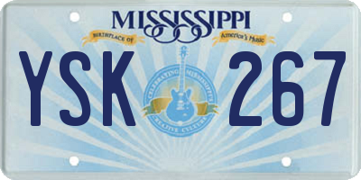 MS license plate YSK267