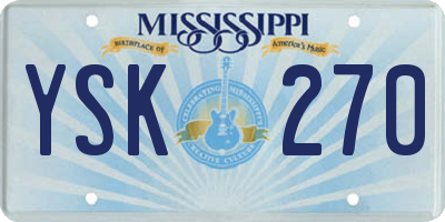 MS license plate YSK270
