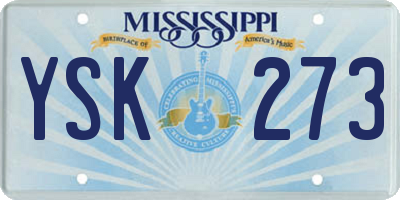 MS license plate YSK273