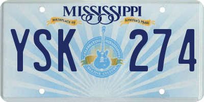 MS license plate YSK274